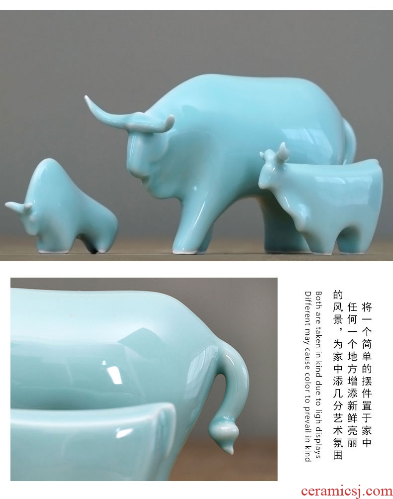 Jingdezhen manual shadow celadon furnishing articles of I sitting room wine creative office home decoration ceramic cow furnishing articles