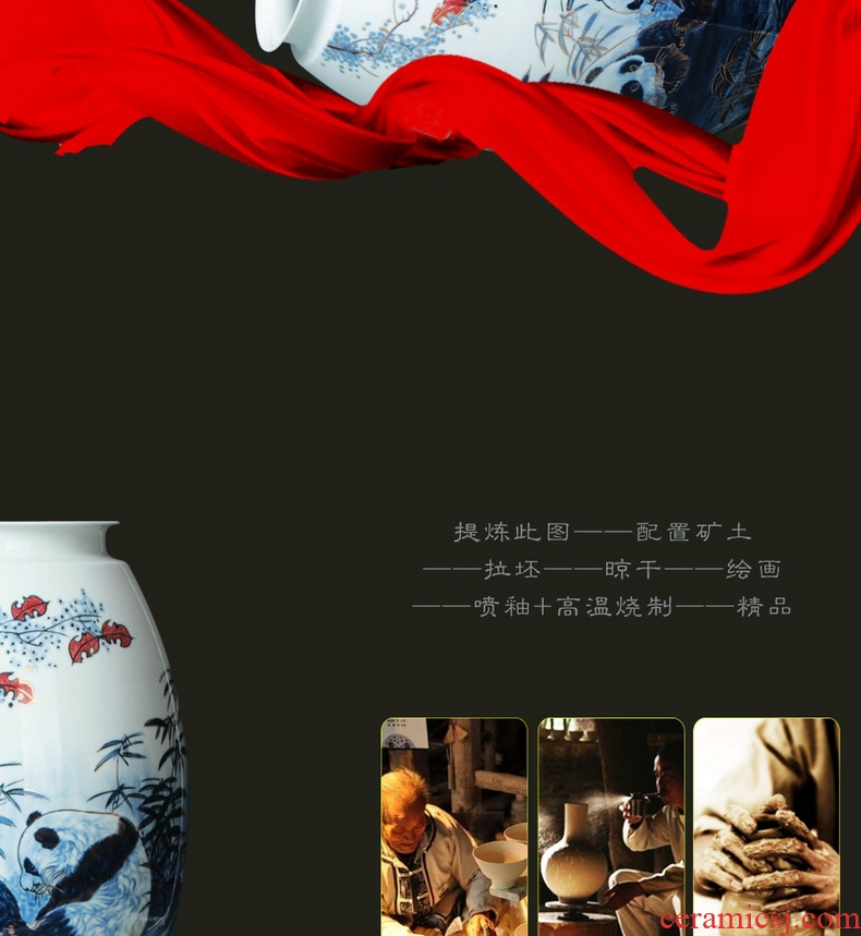 The see colour blue and white porcelain of jingdezhen ceramics vase please auspicious sambo, vases, modern Chinese style household decoration