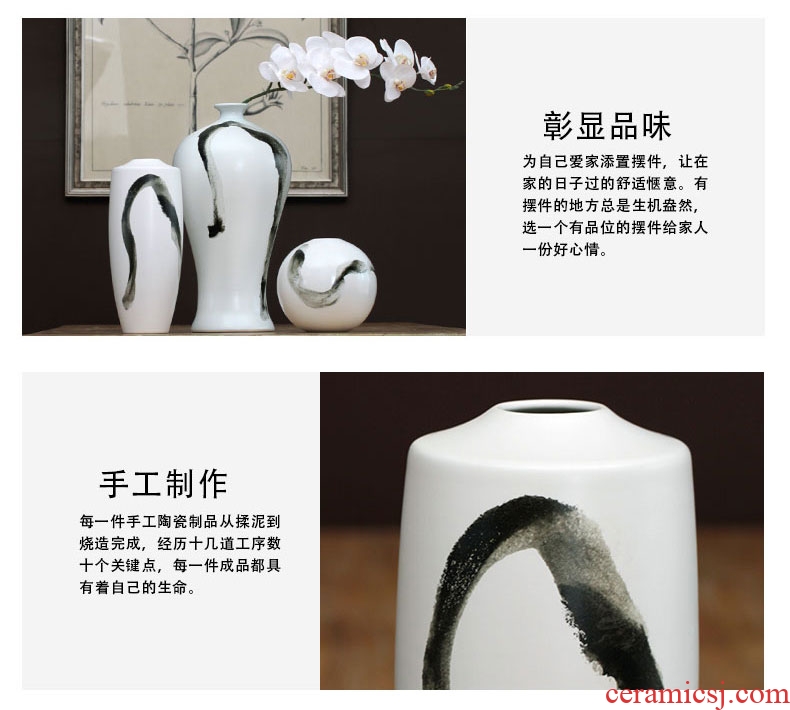 The New Chinese vase of jingdezhen ceramic ink home living room TV cabinet decoration dry flower arranging flowers adornment furnishing articles