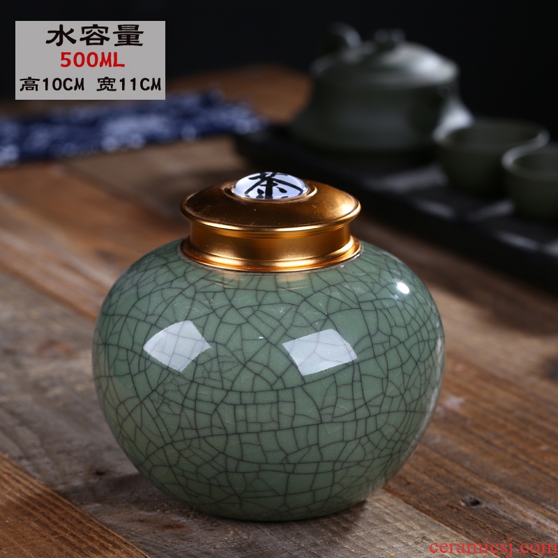 Household seal pot of jingdezhen ceramics caddy fixings elder brother up honey pot alloy cover moisture preservation POTS are large