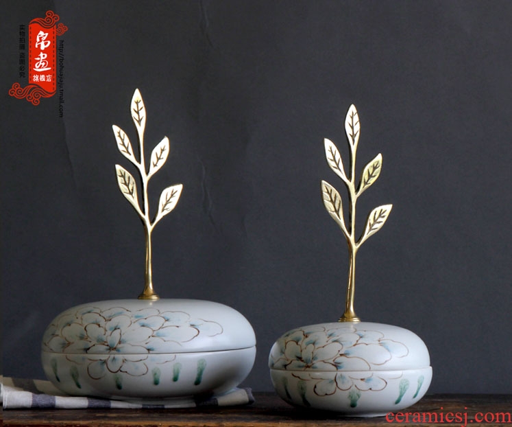 Jingdezhen ceramic decoration decoration material of new Chinese style living room is placed between the household act the role ofing is tasted the metal accessories to decorate
