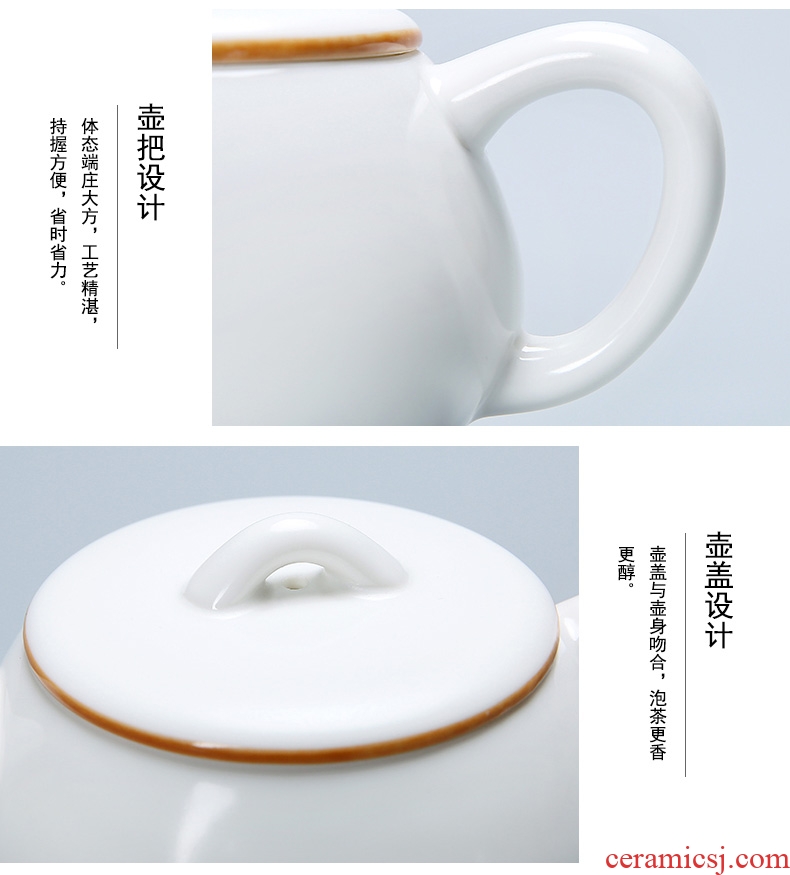 Passes on technique the white porcelain up with a pot of four cups of portable office travel kung fu tea set small suit the teapot dry terms ceramic plate