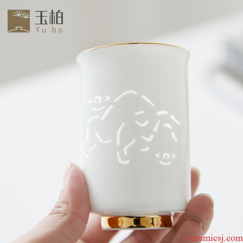 Jade cypress jingdezhen and exquisite ceramic office cup of water glass cup kung fu tea cups in hand sample tea cup cup