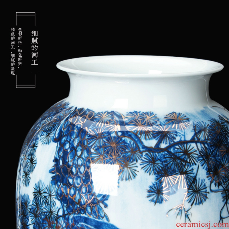 The see colour blue and white porcelain of jingdezhen ceramics vase jinhou vase modern household handicraft collection