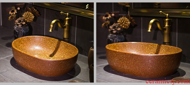 The stage basin yellow kumquat antique art household ceramic lavabo lavatory toilet wash basin