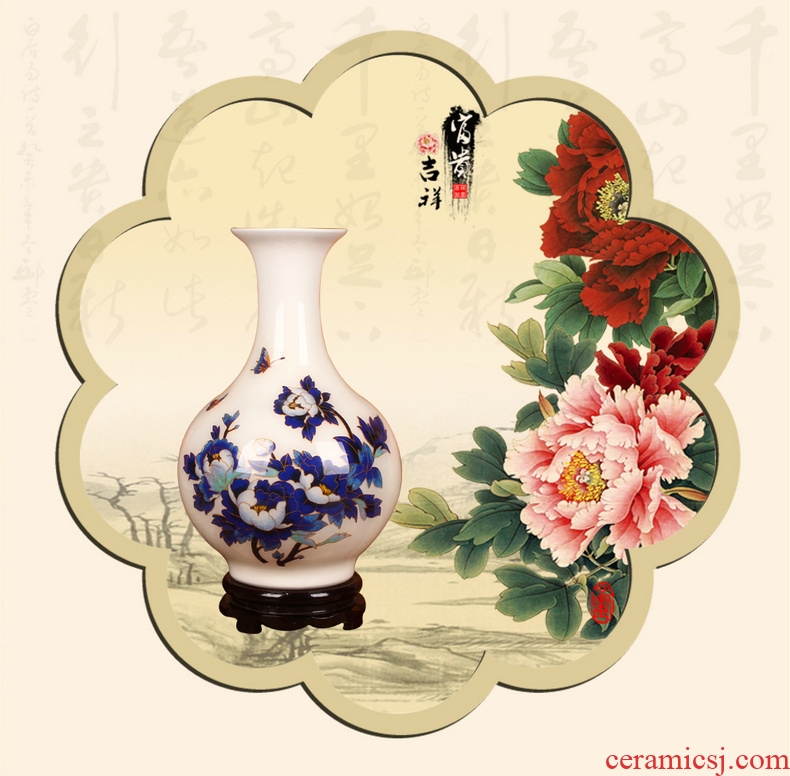Jingdezhen ceramics vase gold white blue peony design wedding gift crafts furniture collection