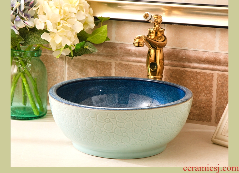 Ceramic small lavabo stage basin to small size circular art 35 cm sinks to restore ancient ways small household