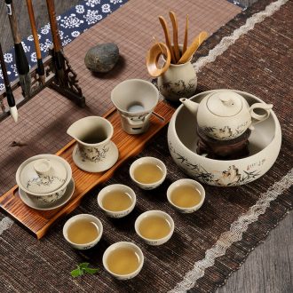 Coarse pottery ZiShaTu pottery kung fu tea sets tea cups tureen ceramic clay home tea tea tea set to Japanese