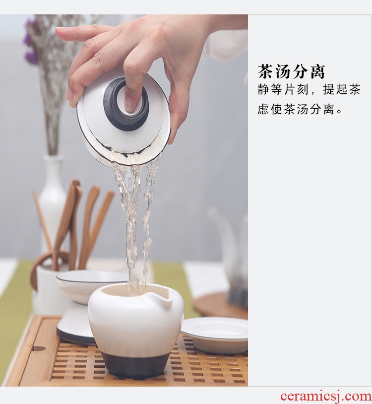 The Product porcelain hui xuan wen zen tea set square bamboo tea tray was kung fu tea set of a complete set of ceramics