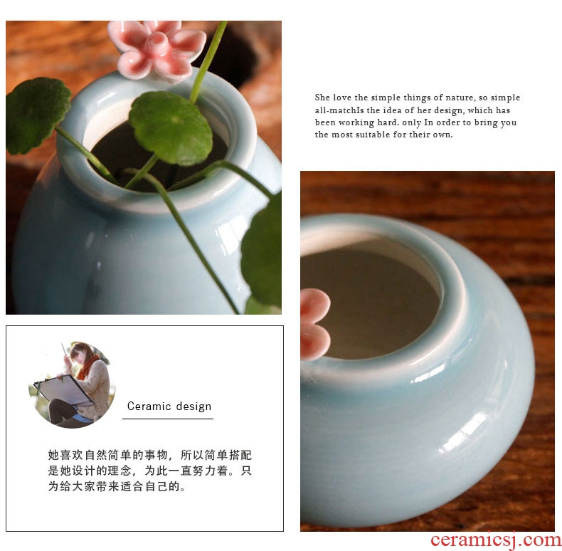 Jingdezhen ceramic creative floret bottle flower mini floral outraged Nordic home decoration copper flower pot grass in the plants