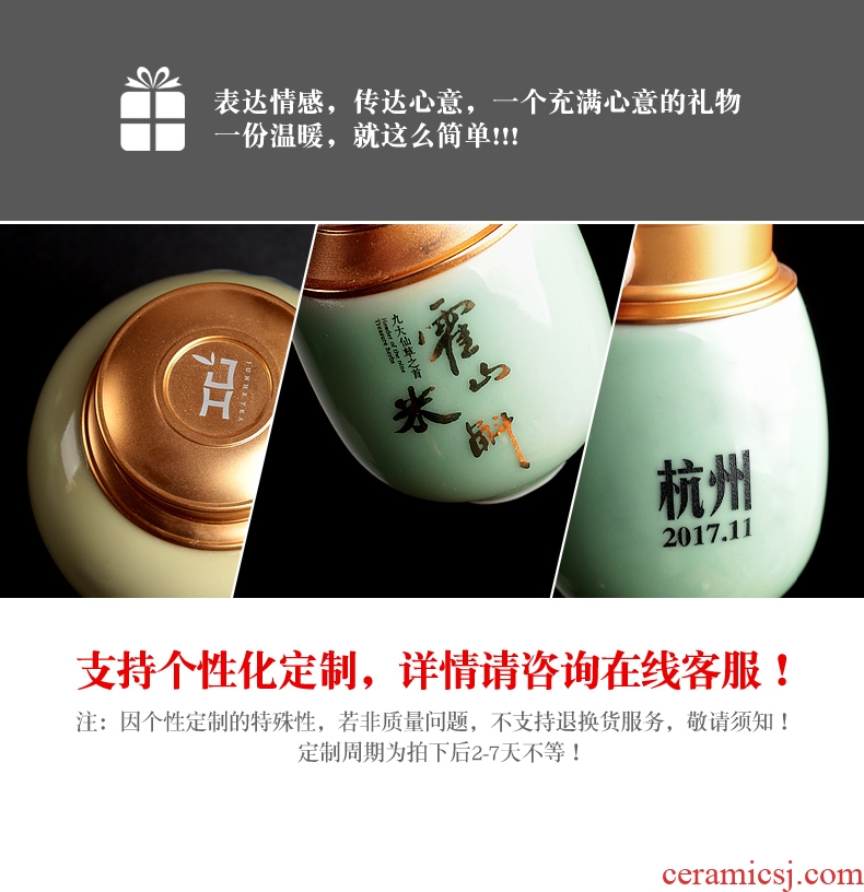 Longquan celadon caddy fixings ceramic seal POTS home tea pu - erh tea pot ceramic tea store POTS