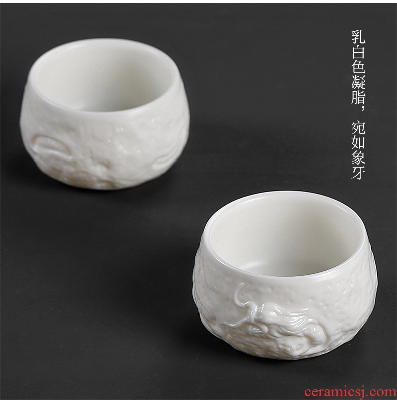 Inferior smooth high - white DE - gen Chen hidden dragon cup master cup single CPU dehua white porcelain teacup ceramic checking sample tea cup