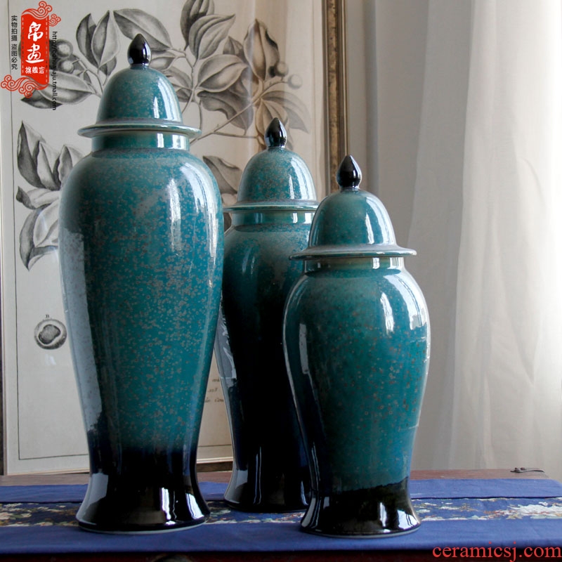Jingdezhen ceramics vase furnishing articles up caddy fixings retro flower arrangement to receive sitting room adornment desktop with cover