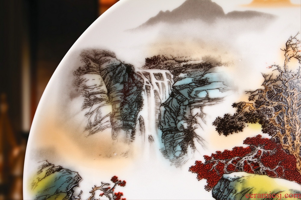 Jingdezhen ceramics pastel landscapes by hang dish plate faceplate Chinese style household decorative furnishing articles