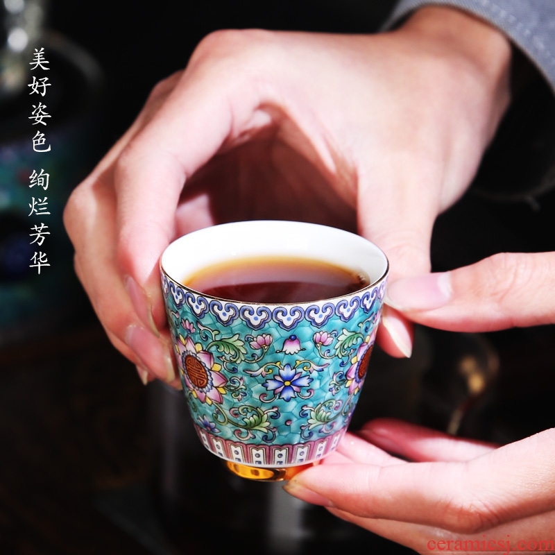 The Product youth manual colored enamel porcelain remit hand - made fragrance - smelling cup single cup sample tea cup tea cup ceramic cups, master