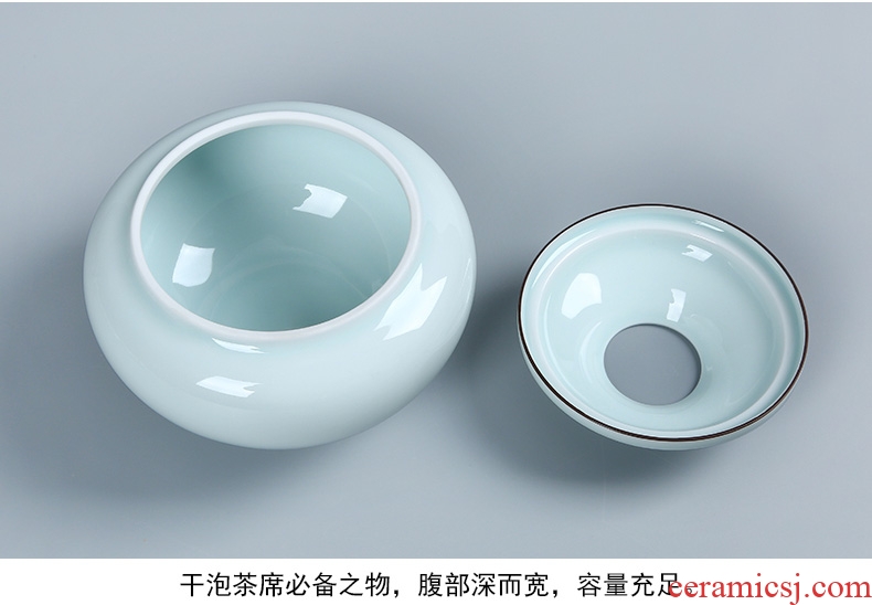 Passes on technique the up celadon shadow Bai Jianshui ceramic waste water in hot water bucket cylinder detong dry mercifully kung fu tea accessories