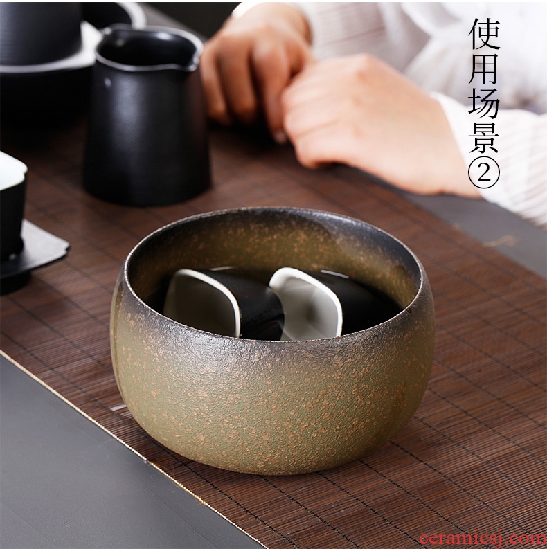 Japanese coarse pottery tea wash your kung fu tea water jar large ceramic cup cup bowl of tea taking parts office restoring ancient ways