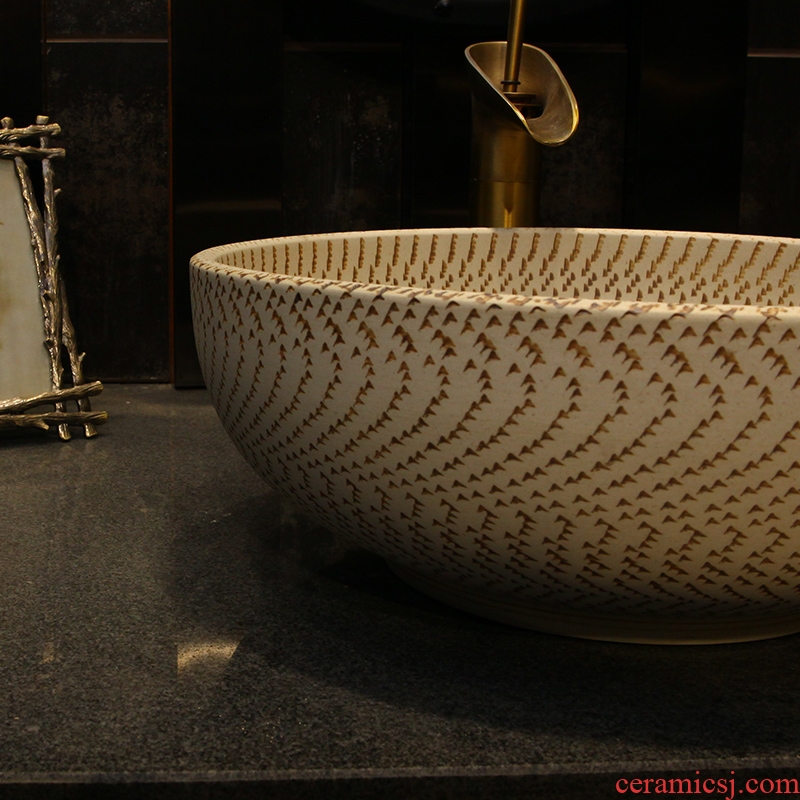 Creative archaize ceramic lavatory, square, oval sink basin on the basin that wash a face big American household toilet