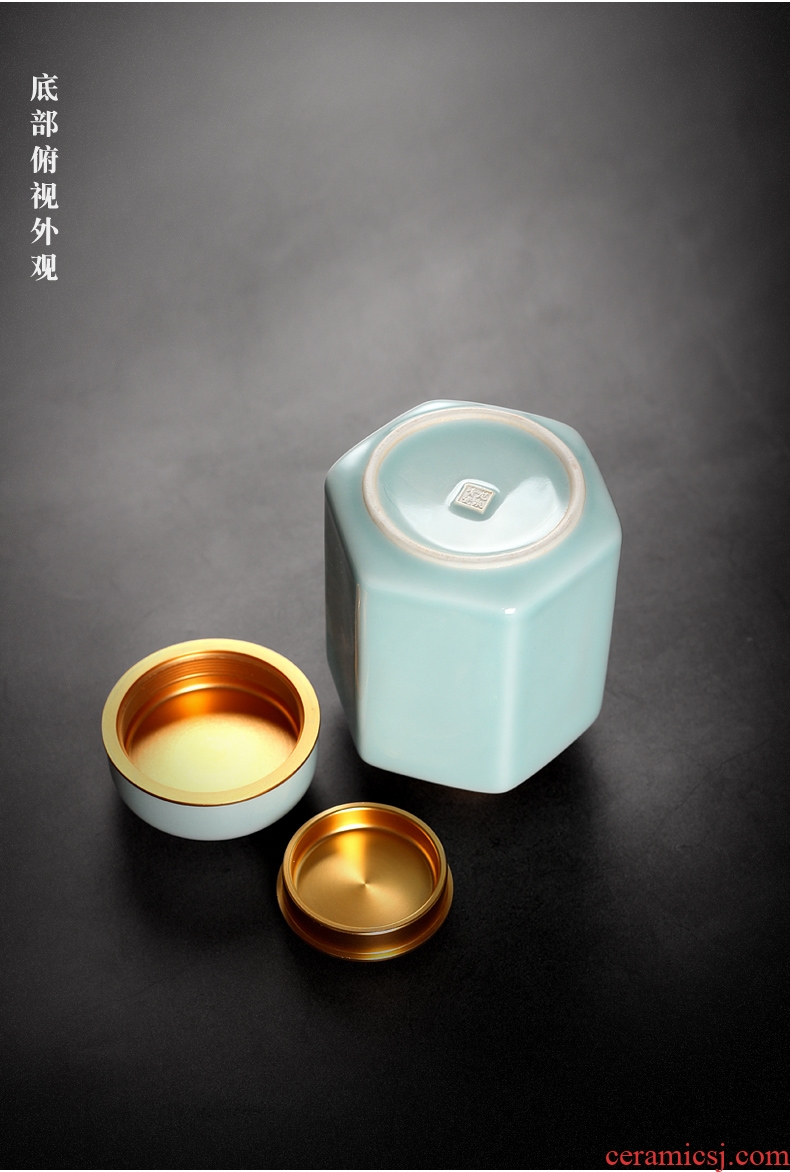 Caddy fixings ceramic seal household storage POTS tea accessories receives POTS sealed storage jar of longquan celadon