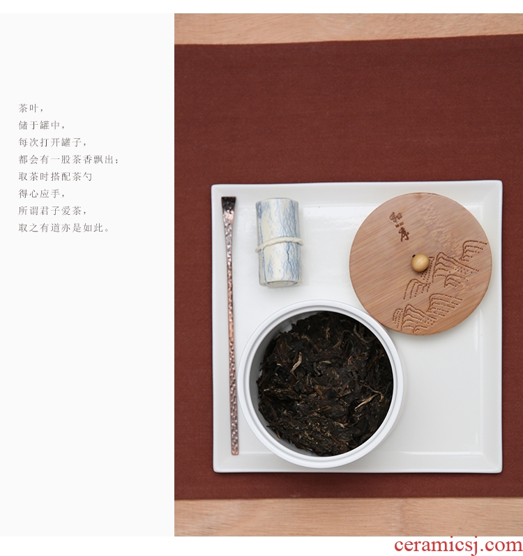 Porcelain sink and the sequence of ceramic up celadon caddy fixings seal pot dry black tea, green tea snacks storage tanks