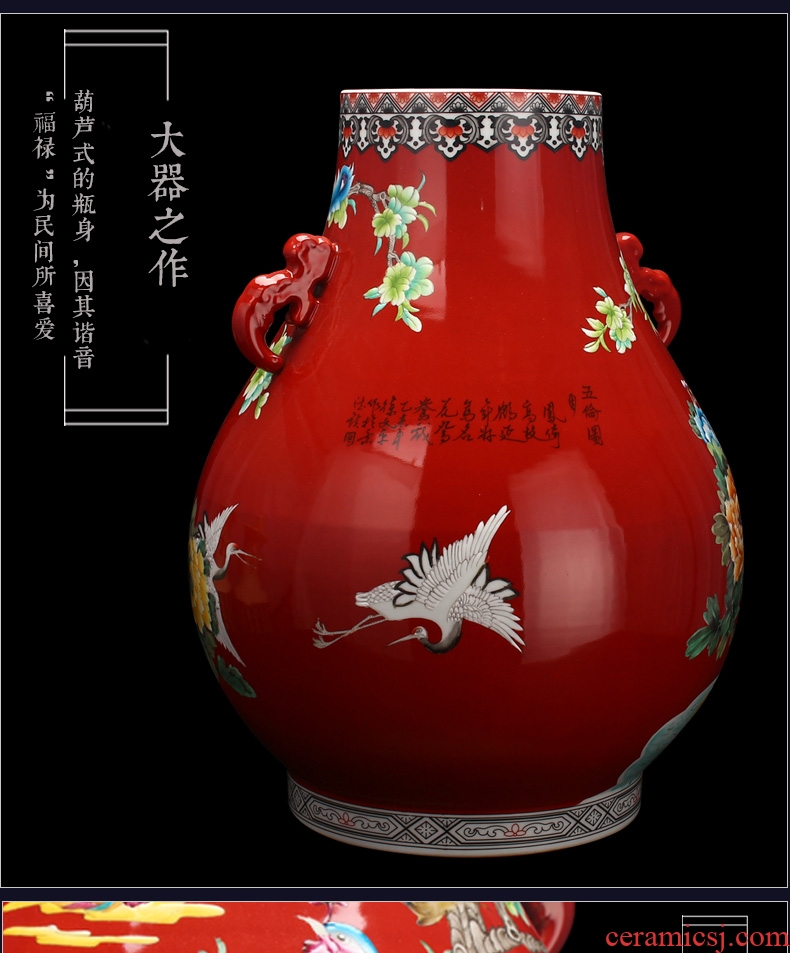 Jingdezhen ceramics enamel enamel hand - made chicken for burn dragon ear vase furnishing articles set sitting room study arts and crafts