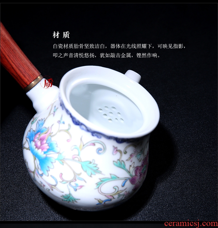 The Product porcelain sink to pick flowers side pot of pastel rolling the teapot jingdezhen manual paint ji blue teapot tea set