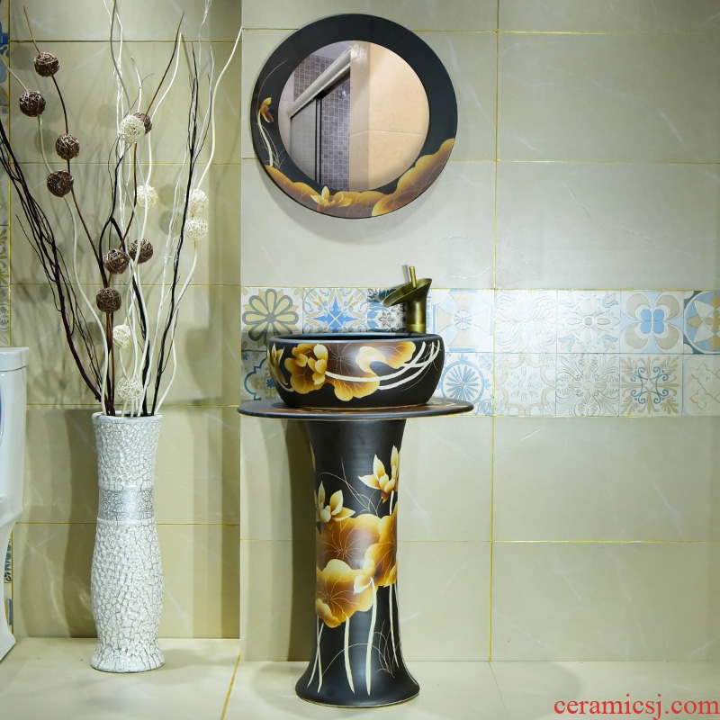 Art ceramic pillar lavabo circular toilet lavatory basin floor balcony household restoring ancient ways