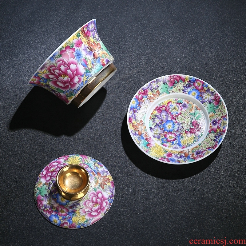 The Product of jingdezhen porcelain remit colored enamel tea sets travel carpet of portable is suing tea tea cloth