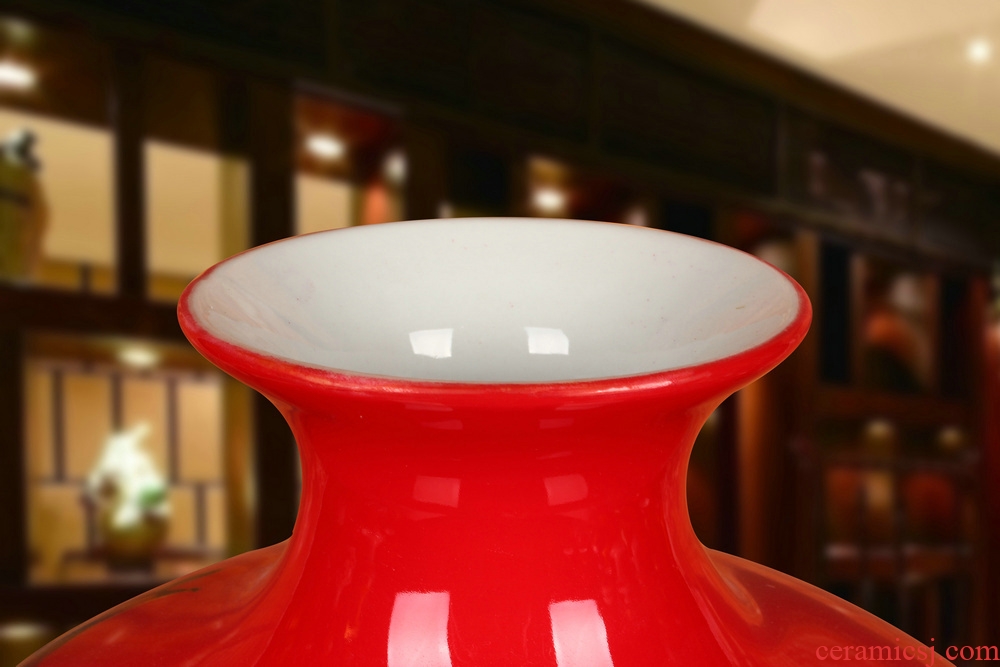 Jingdezhen ceramics gold straw red fish every year China vase modern fashionable Chinese style household decoration