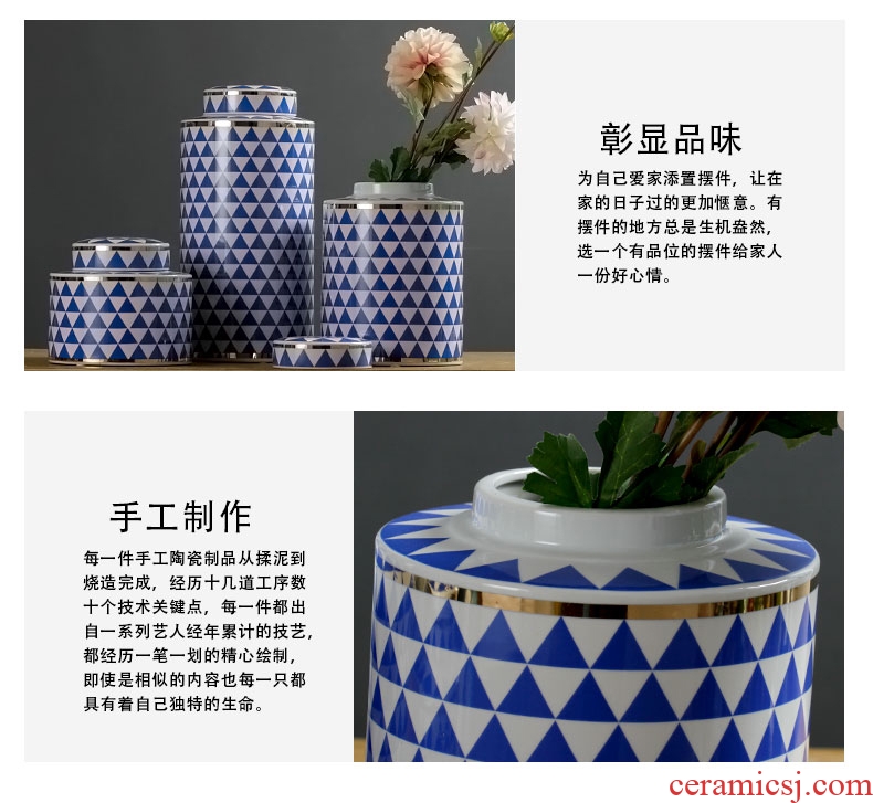 Jingdezhen porcelain pot vase sitting room between European example of new Chinese style household decorates porch creative drum furnishing articles