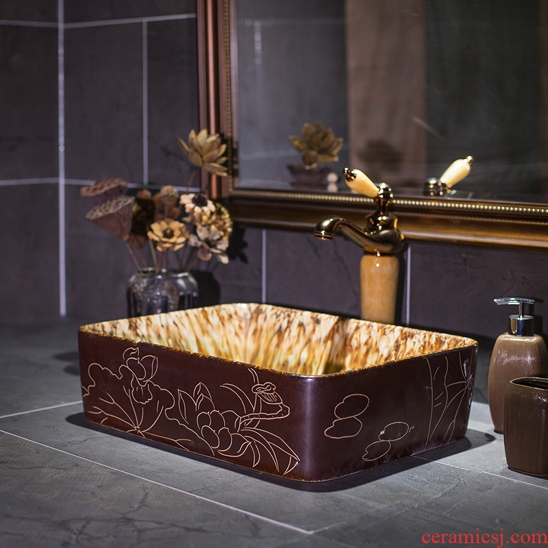 Jingdezhen up art basin on its European ceramic lavatory rectangular basin on the sink