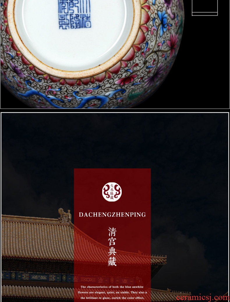 Jingdezhen ceramics vase see hand made enamel tenglong volume grass grain floral crafts vase collection