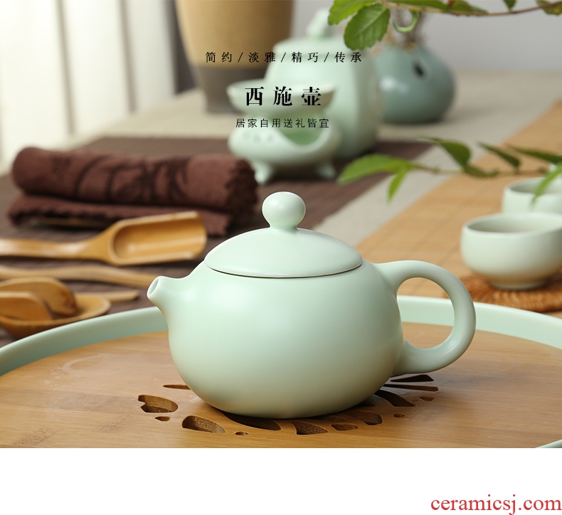 The Product is black and white and green up porcelain remit trumpet the teapot tea tea ware ceramic kung fu tea set single pot of the item