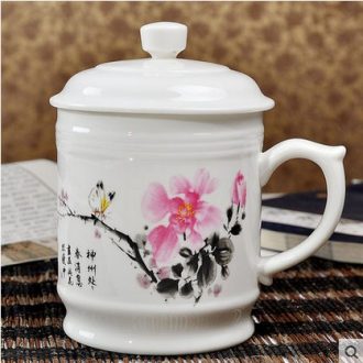 The large capacity of jingdezhen ceramic cup ipads porcelain cups with cover office cup boss cup tea cup 900 ml cups