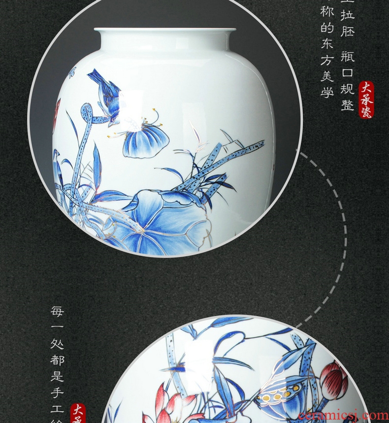 Jingdezhen ceramics vase modern rural style household adornment is placed the see colour blue and white porcelain lotus the qing dynasty vase