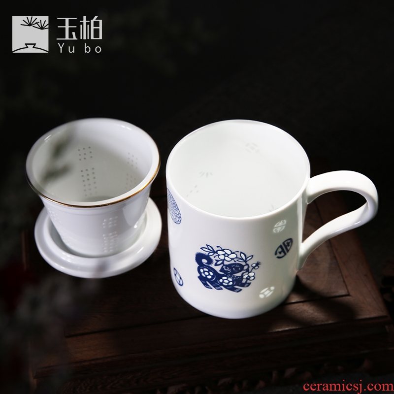 Jade jingdezhen ceramic tea set mark parker and exquisite porcelain with cover filter cup white porcelain master single CPU flourishing