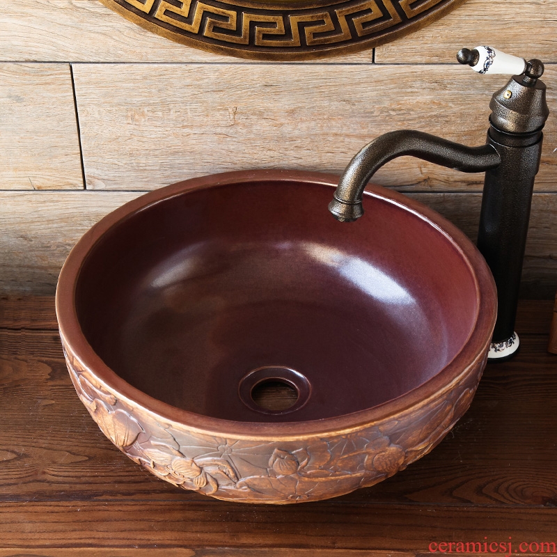 Ceramic art basin basin sink toilet small Europe type restoring ancient ways round basin on the lavatory basin