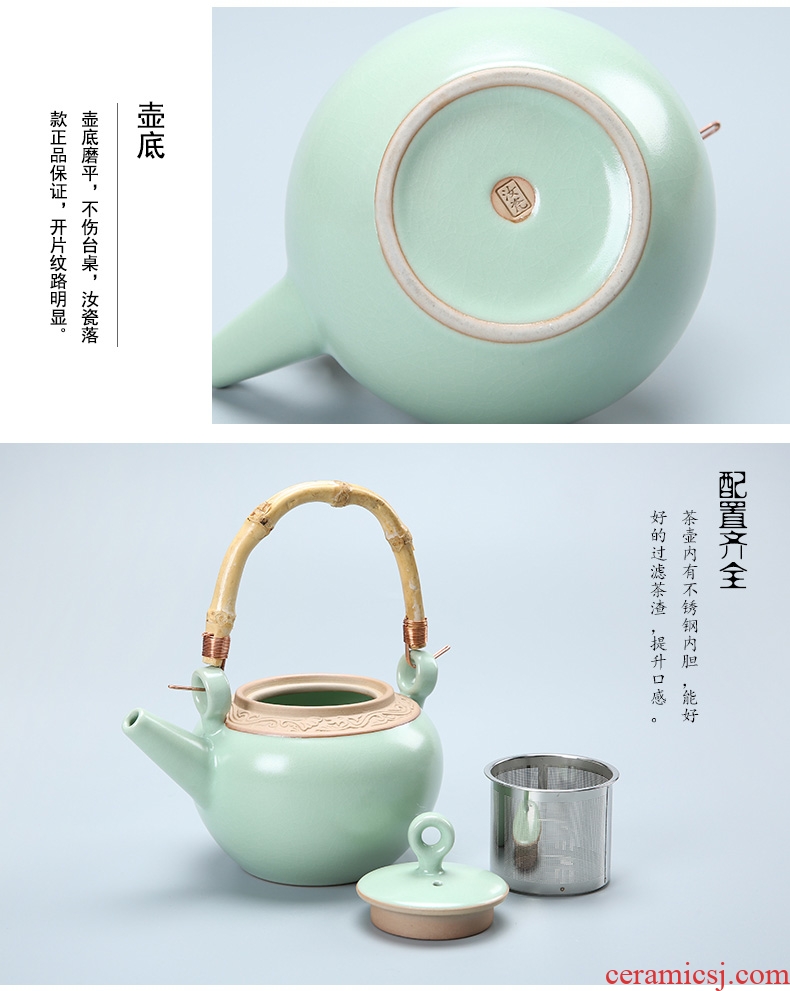 Passes on technique the up which can raise your up teapot large girder on kung fu tea set ceramic POTS, stainless steel filter