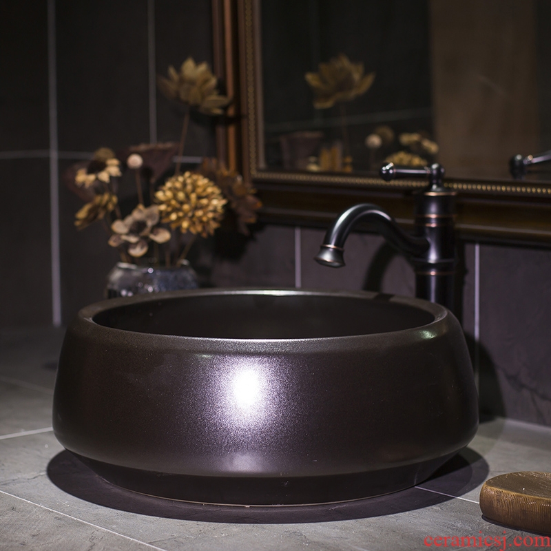 Jingdezhen ceramic art stage basin round antique Chinese style restoring ancient ways toilet lavabo balcony for wash basin
