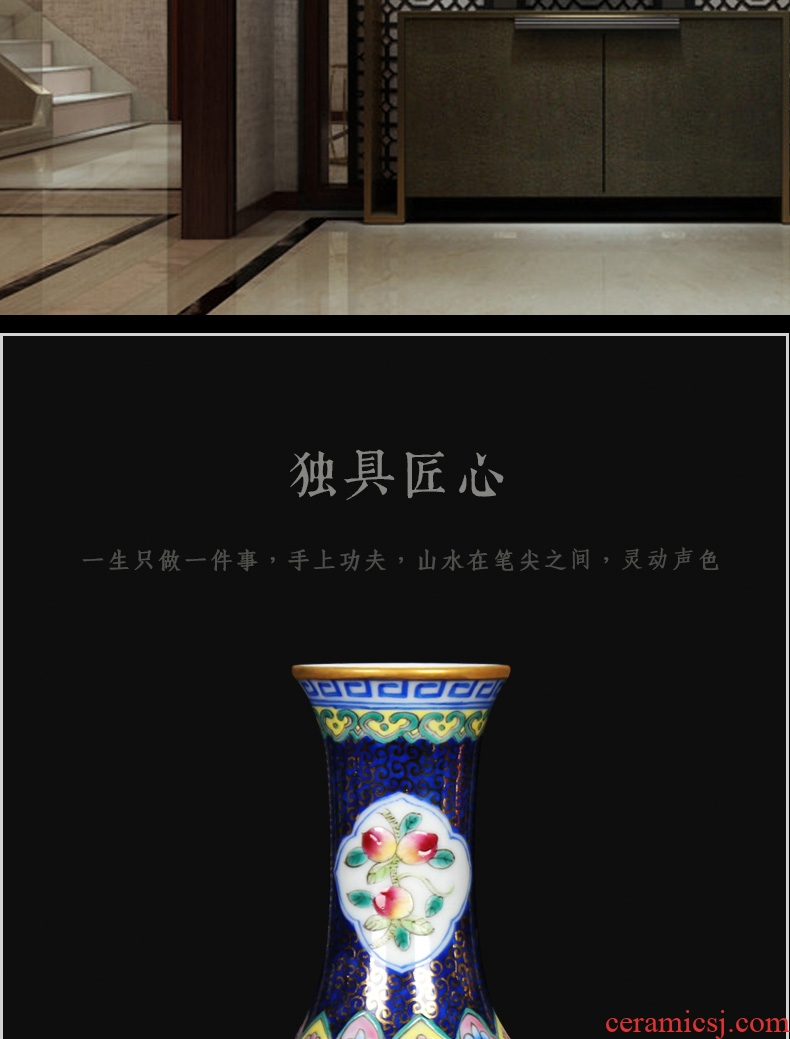 Chinese style antique hand - made jingdezhen ceramics enamel see colour blue open flower vases, small decorations furnishing articles