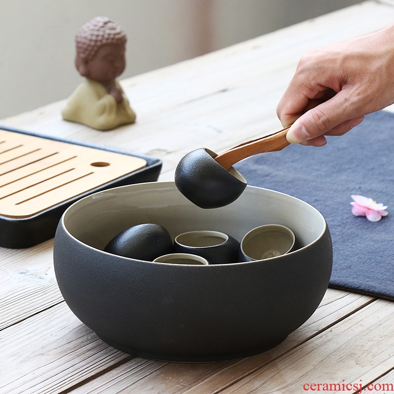 Chen xiang, black pottery tea wash to wash to the ceramic kung fu tea set large tea accessories cup writing brush washer water jar