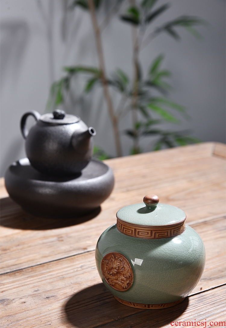 The elder brother your up up ceramic tea pot of longquan celadon seal storage tanks pu 'er tea warehouse tea gift packaging gift box