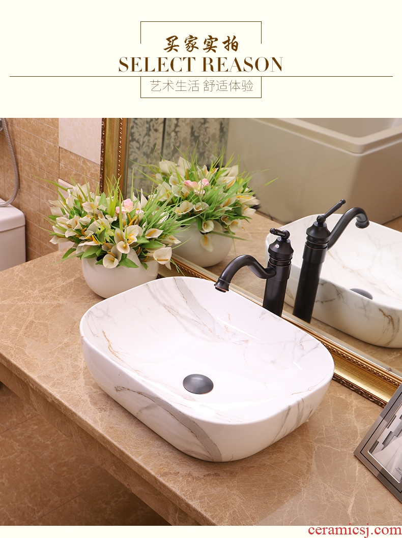 Square stage basin imitation marble ceramic lavabo European household hotel toilet wash basin sinks