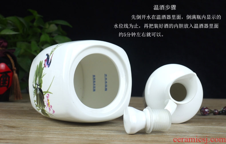 Jingdezhen ceramic temperature wine pot 1 catty ceramic bottle heating hip warm wine bottle of 500 ml wine to elders