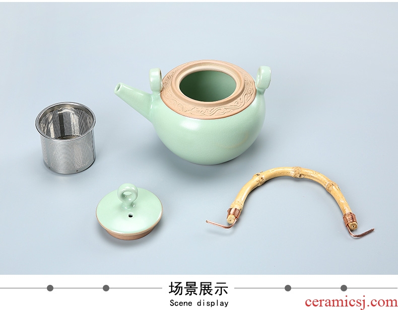 Passes on technique the up which can raise your up teapot large girder on kung fu tea set ceramic POTS, stainless steel filter