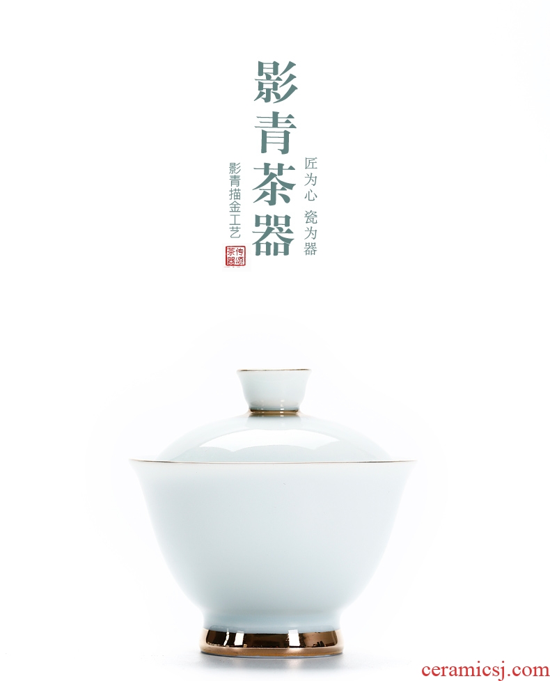 Famed ceramic hand - made paint tureen three kung fu tureen jingdezhen porcelain tea set to make tea bowl bowl