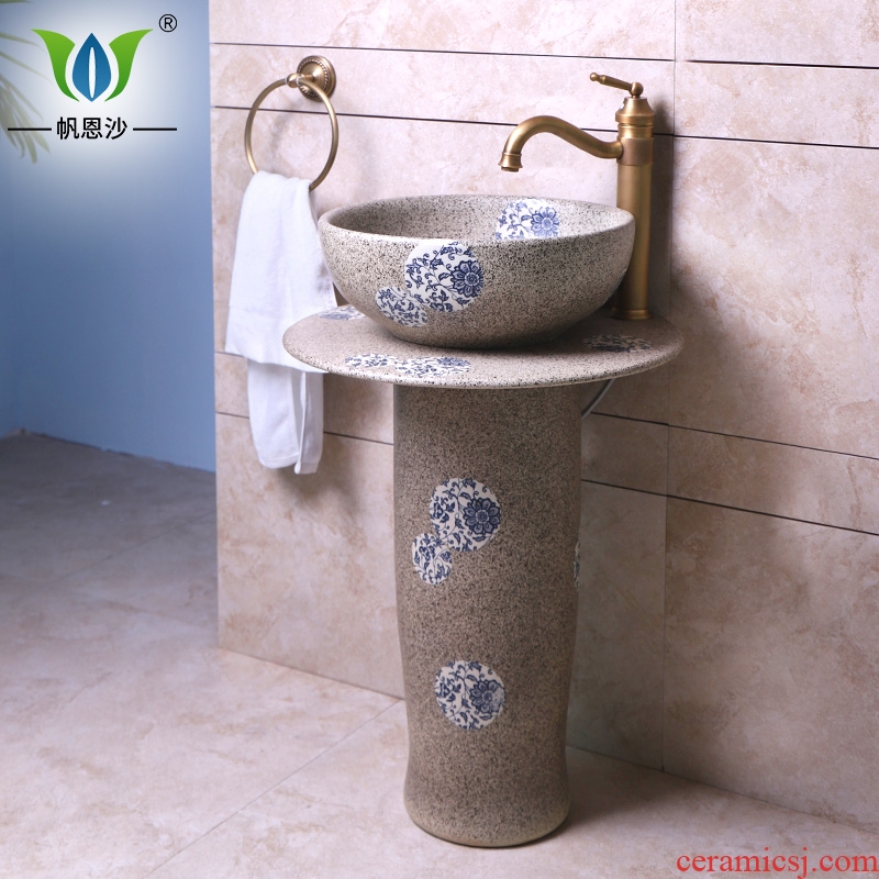 Basin of pillar type lavatory ceramic pillar lavabo one balcony floor type Chinese is suing garden for wash Basin