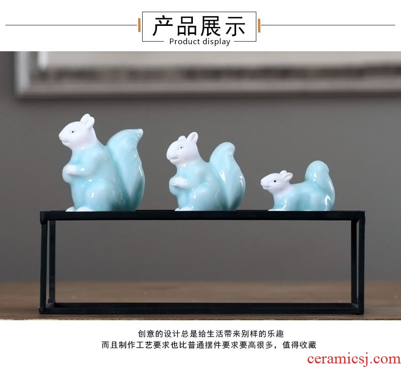 Zen new Chinese style ceramic creative home furnishing articles squirrel soft outfit rich ancient frame between example porch decoration decoration
