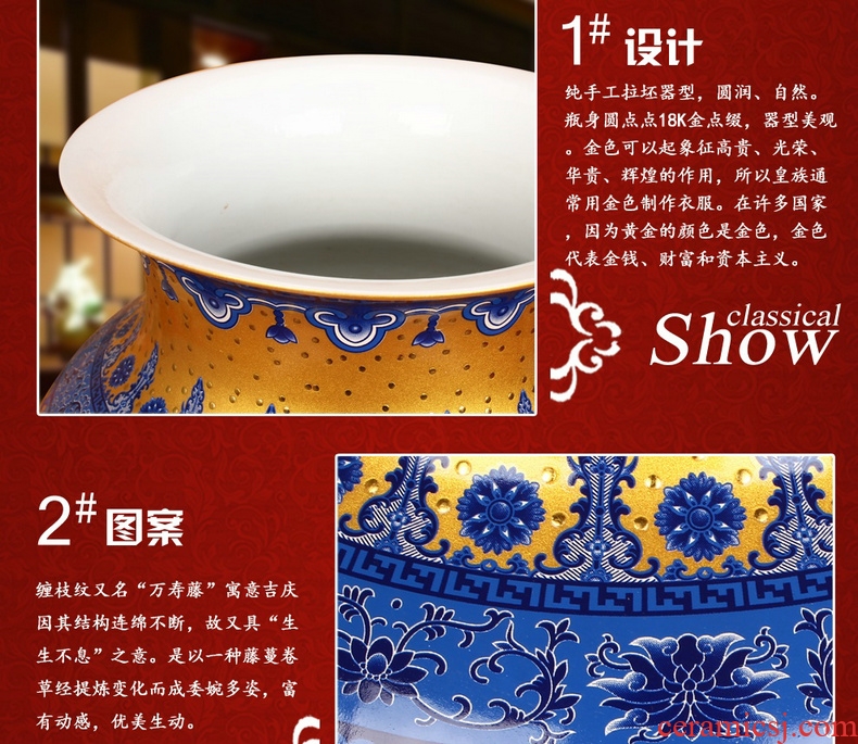Jingdezhen ceramics high - grade enamel color golden dragon blue bottles of contracted and I Chinese style household decorative furnishing articles