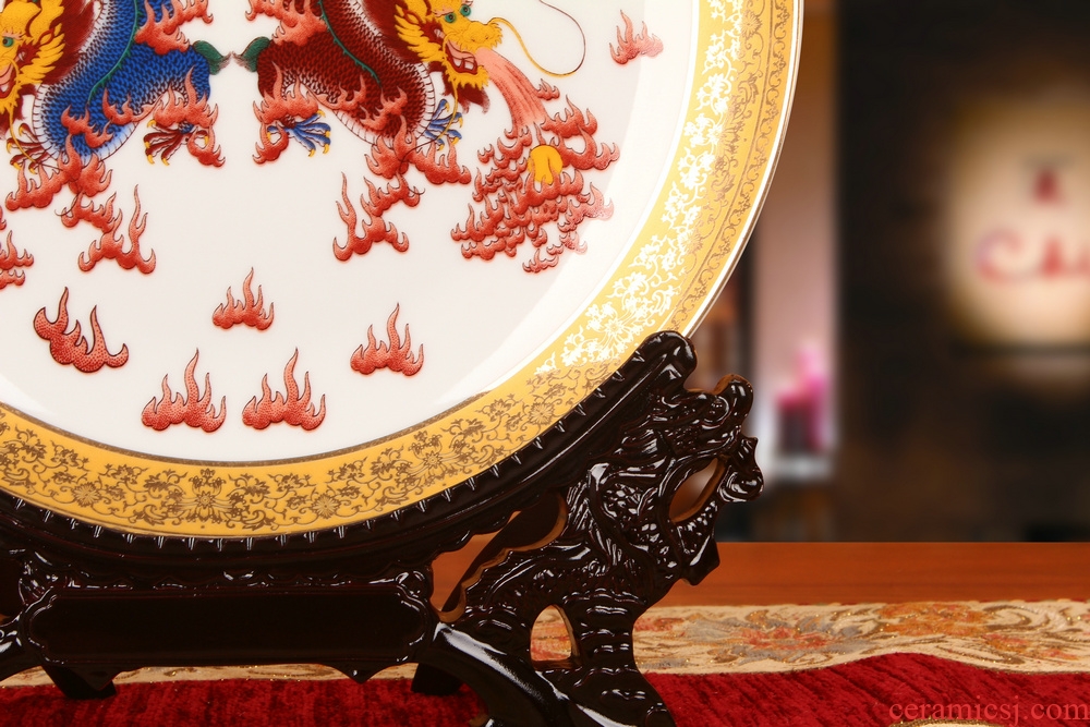 Jingdezhen ceramics key-2 luxury Jin Bianlong ChengXiang faceplate hang dish plate high - end gifts new home furnishing articles